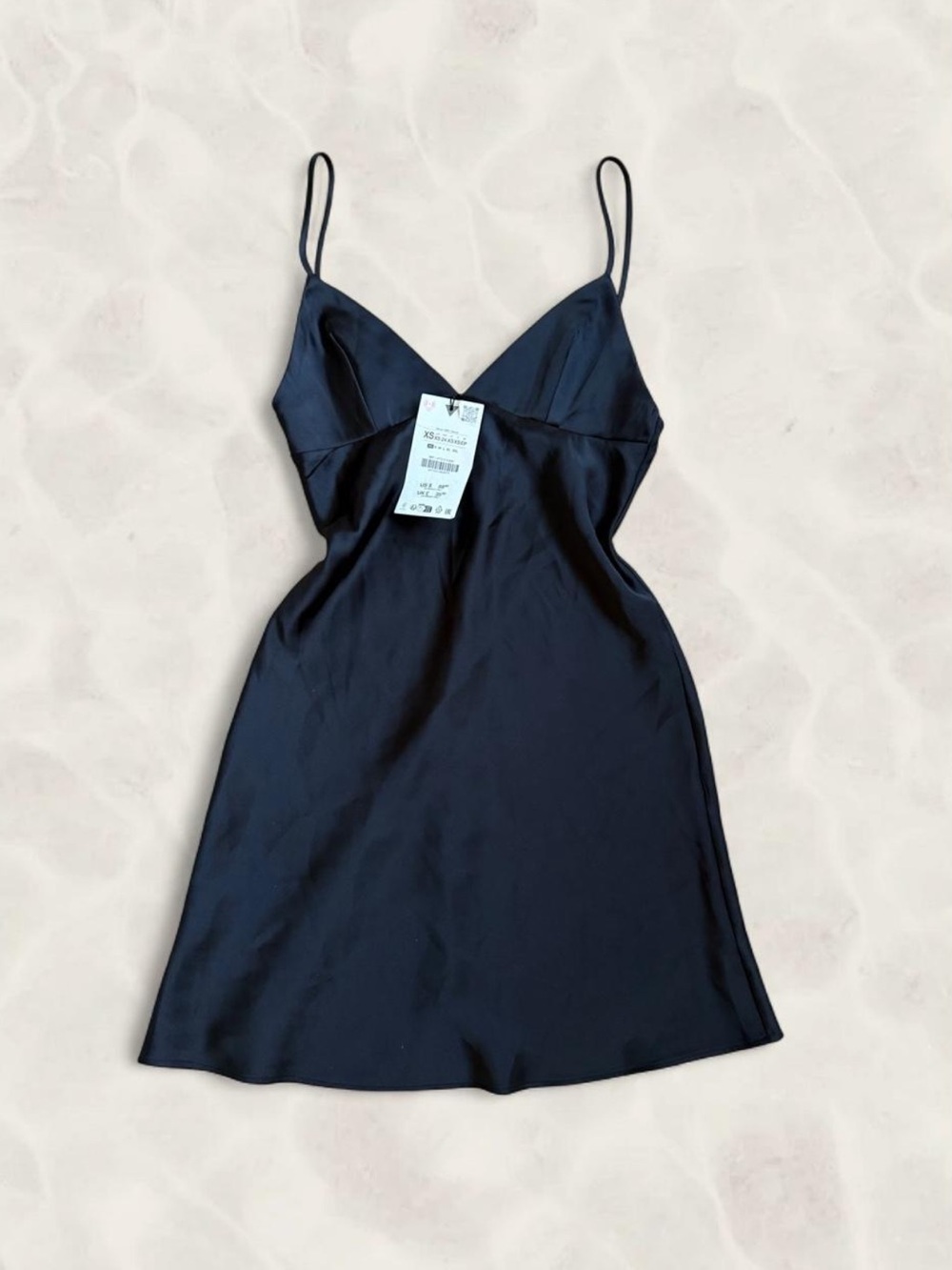 Zara Black Satin Slip Mini Dress NWT Size XS